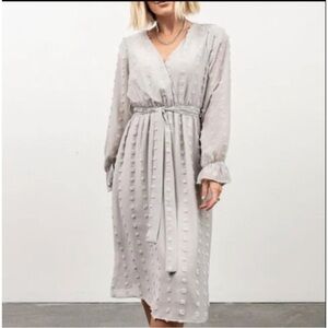 BALTIC BORN Paisley Gray Dot Midi Dress Size XL NWT